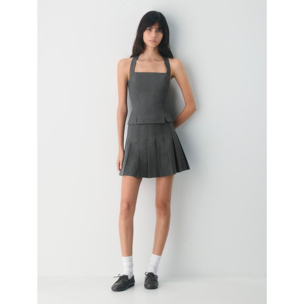 Aritzia Sunday Best Gala Halter Top in Heather Charcoal NWT - Picture 2 of 15